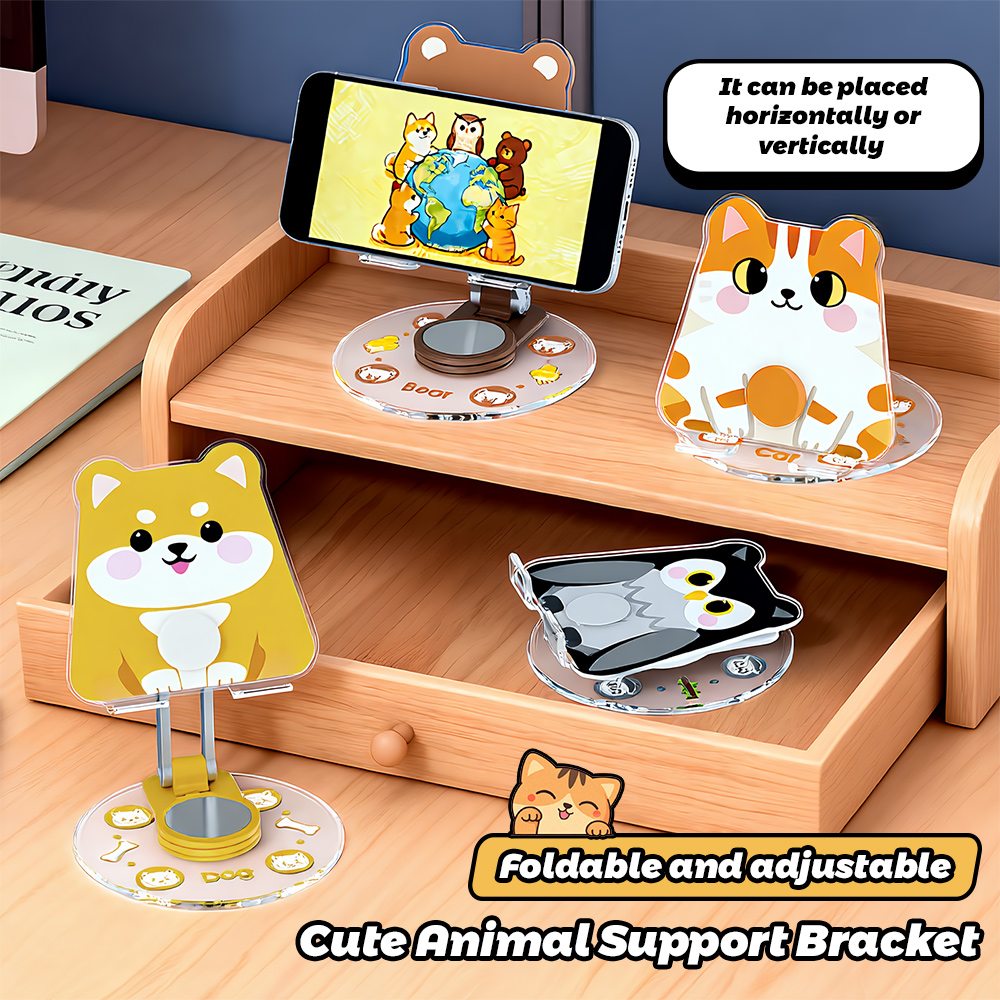 Phone Accessories For Teen Girls - Schattige dieren telefoonstandaard 360 graden draaibaar