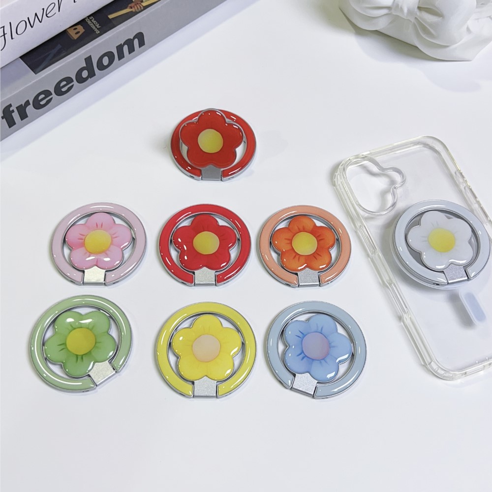Phone Accessories Cute - Bloemvormige Magnetische Opvouwbare Telefoonringhouder met Anti-val