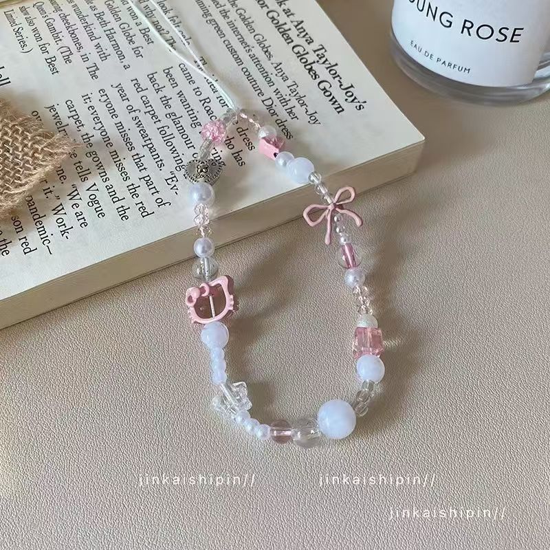 Phone Accessories For Teen Girls - rendy Y2K roze strik Kitty telefoonbandje