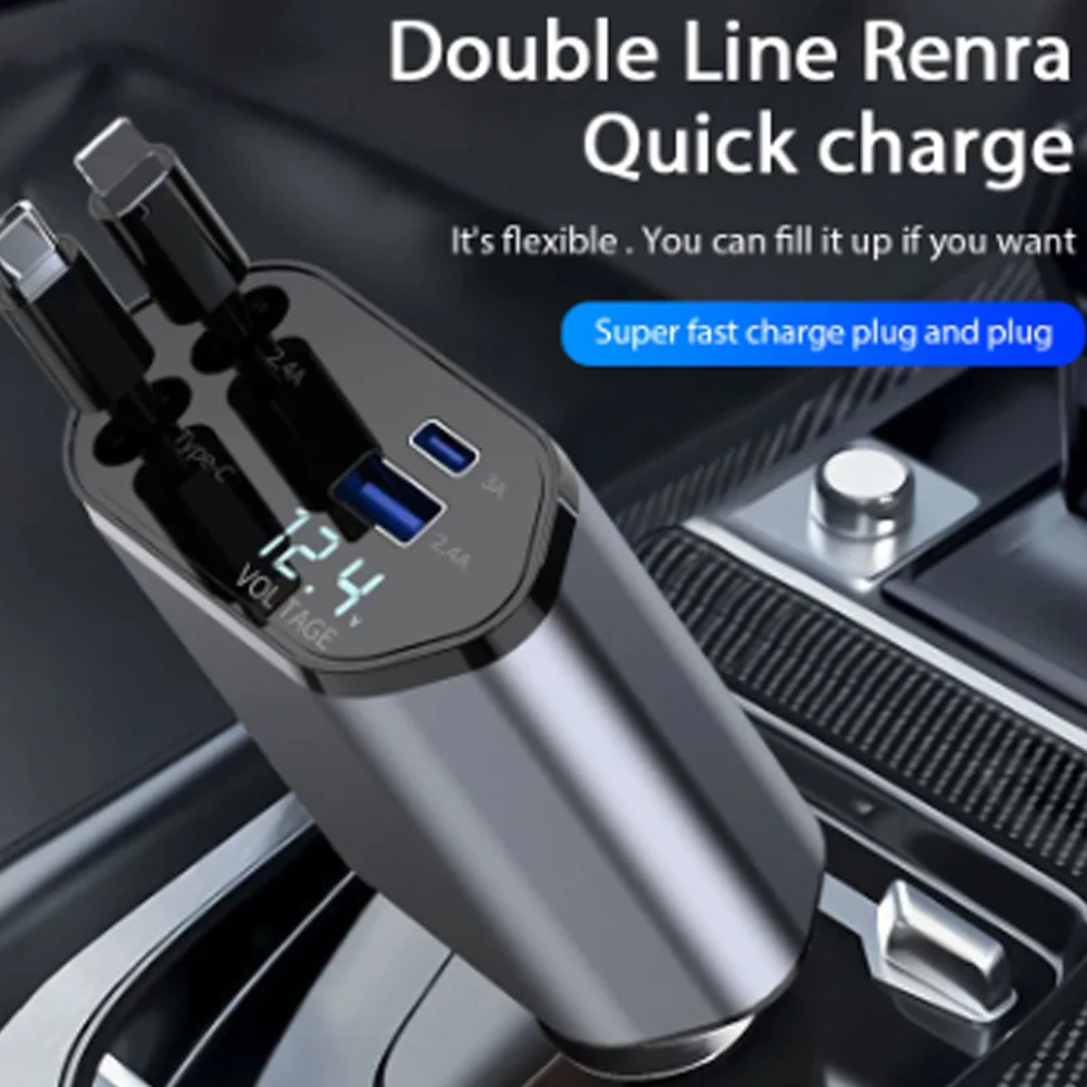 Usb Data Cable - Autolader Adapter 120W Snel Opladen USB