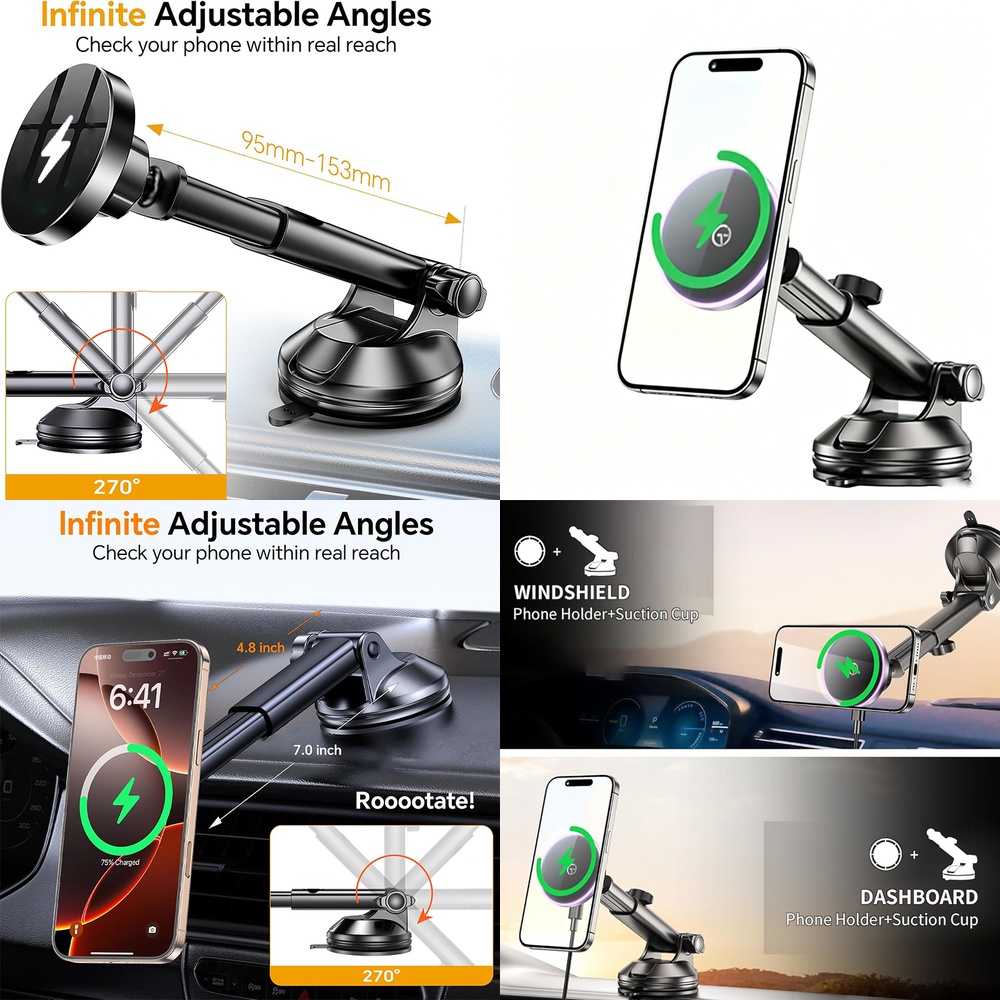 Phone Accessories Trending Products - Trendy elektronische accessoires: draadloze autolader, dashboard
